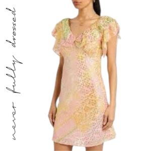 Never Fully Dressed Metallic Mini Dress Pink Yellow NWT Size 10